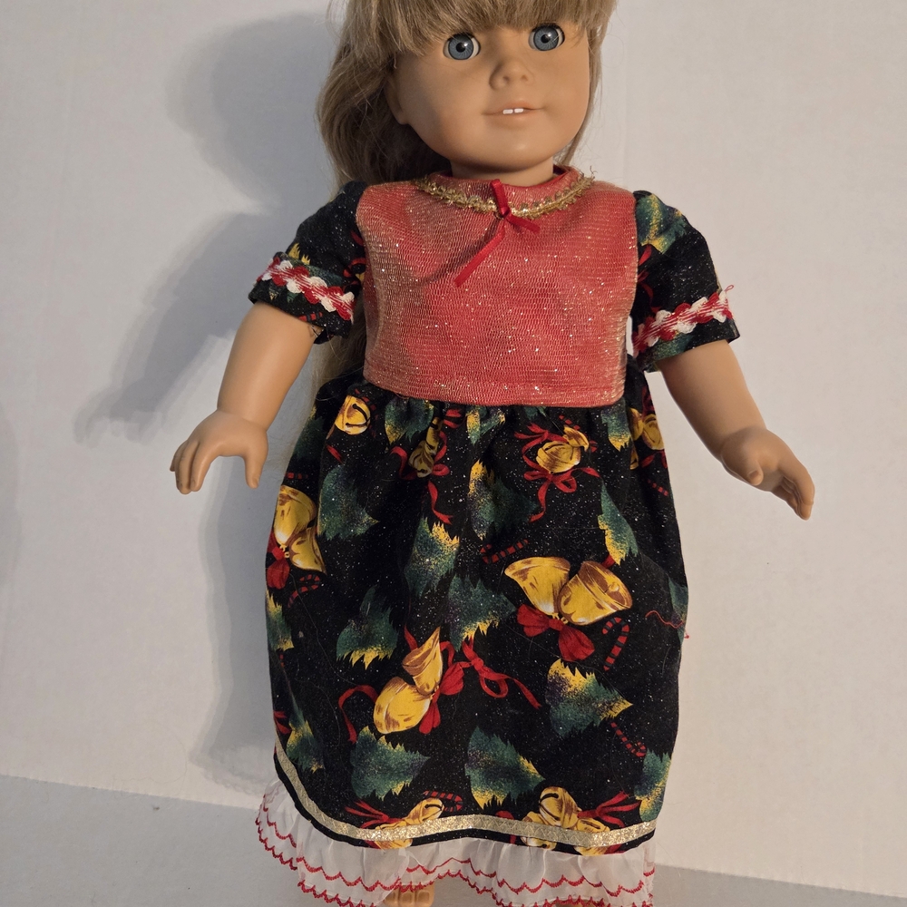 American Girl Doll with Festive Dress - Red, Black, Yellow